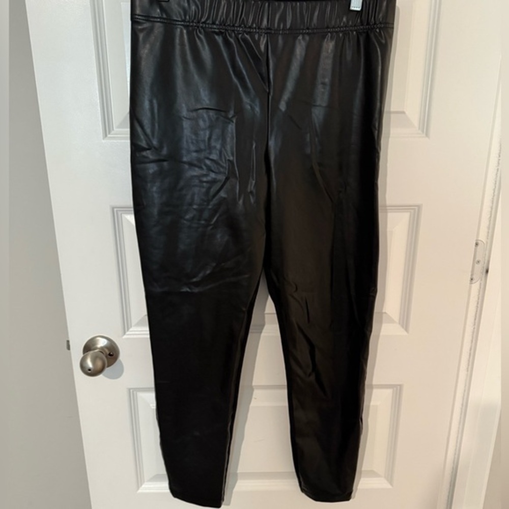 Black Faux Leather Leggings- Regular in Back